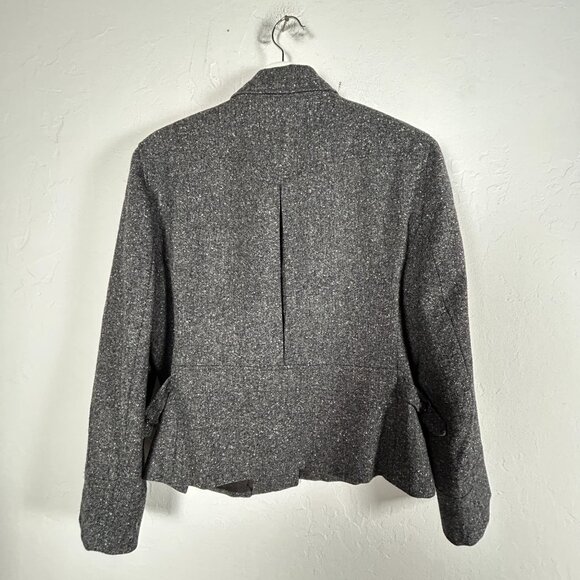 Lauren Ralph Lauren Womens Asymmetric Zip Tweed Jacket Size 12 Gray Pockets - Picture 2 of 8